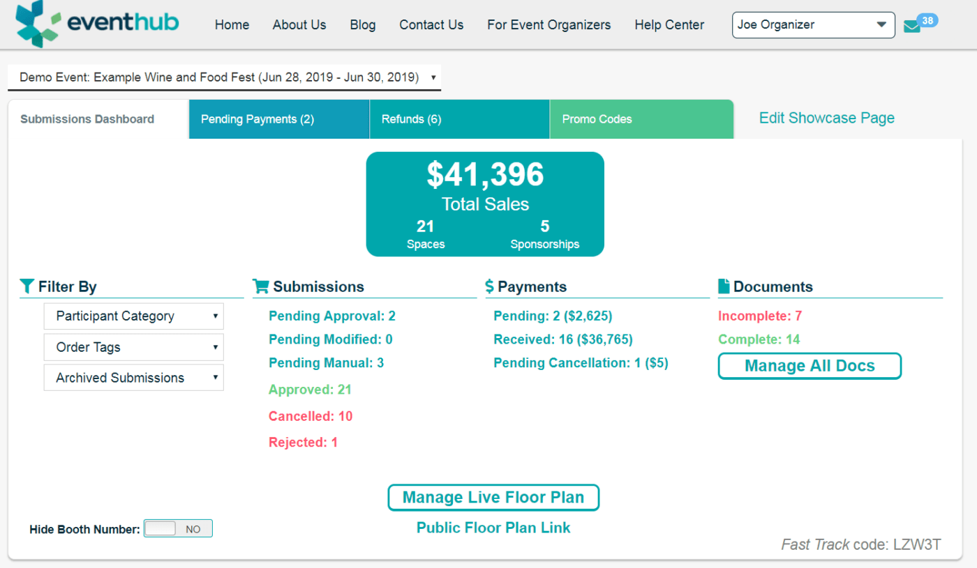 EventHub Dashboard Example