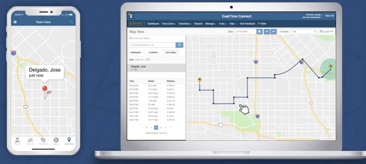 ExakTime desktop and mobile views