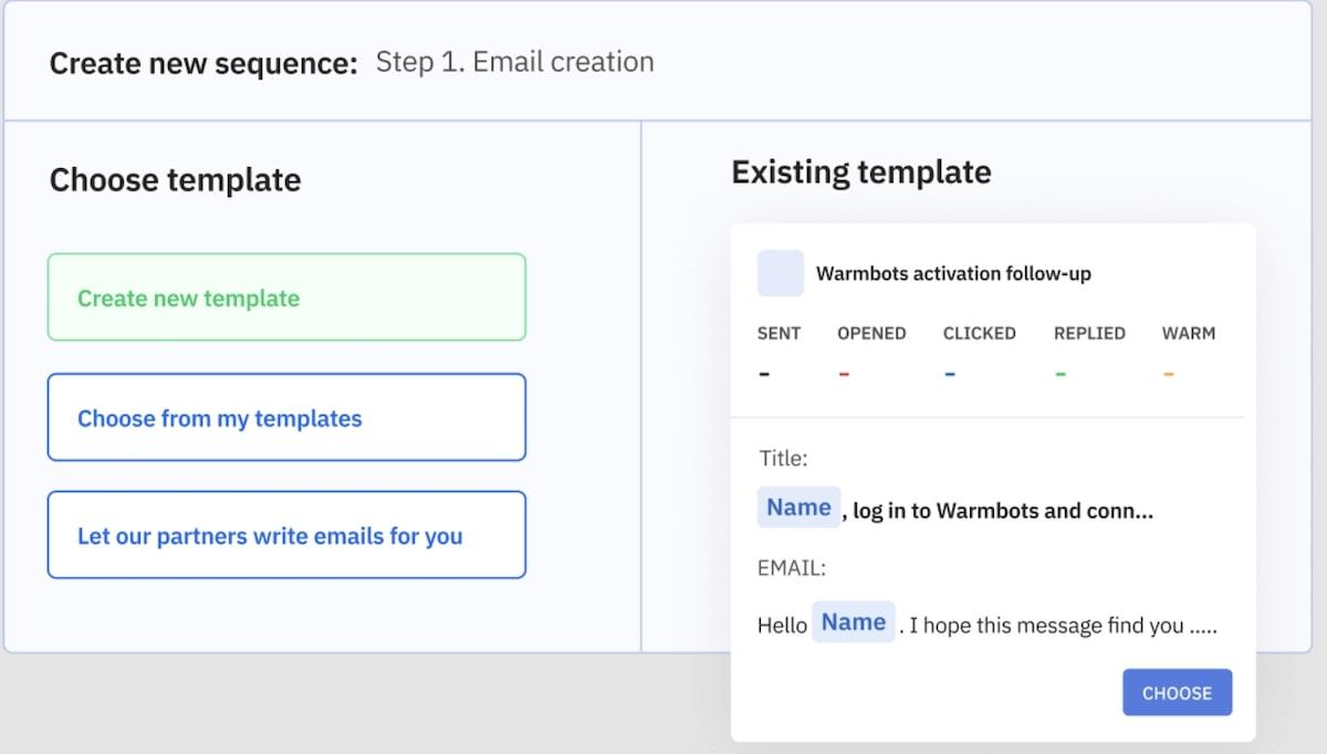 Sales automation tools: example of an email template by Growbots