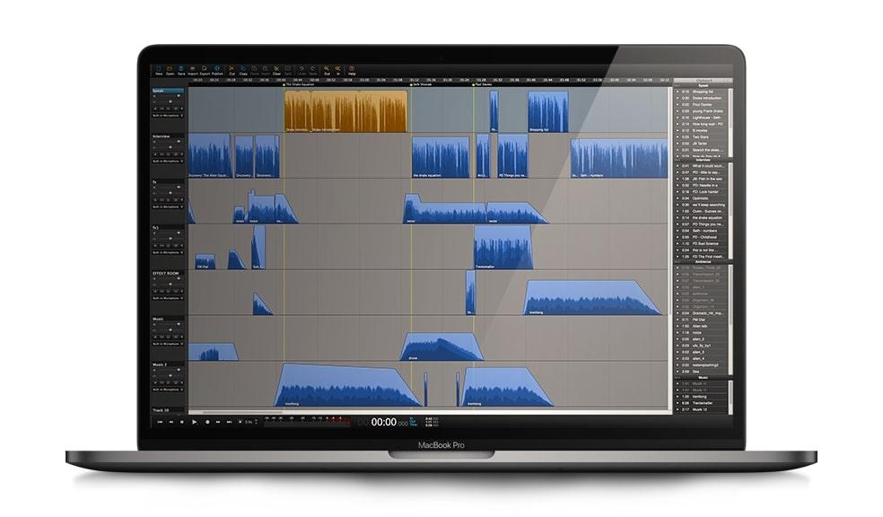 Esempio di editor di tracce audio di Hindenburg