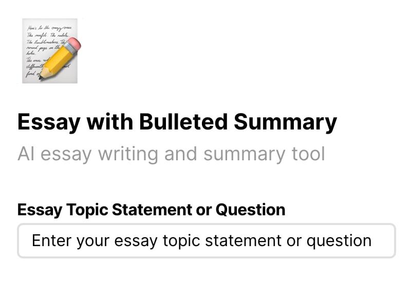 Screenshot of HyperWrite's essay writing and summary tool