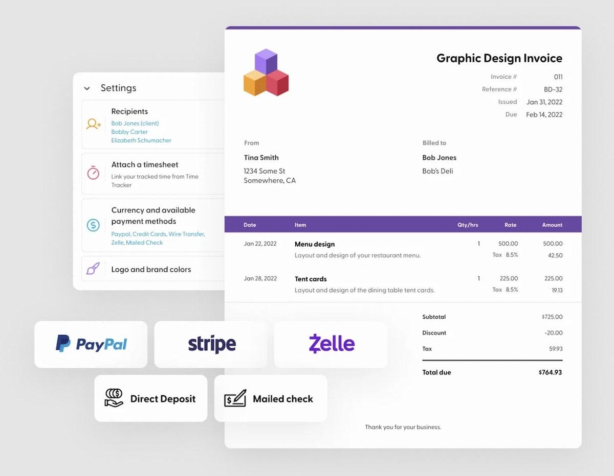 AI tools for accounting: screenshot of Indy's invoice features