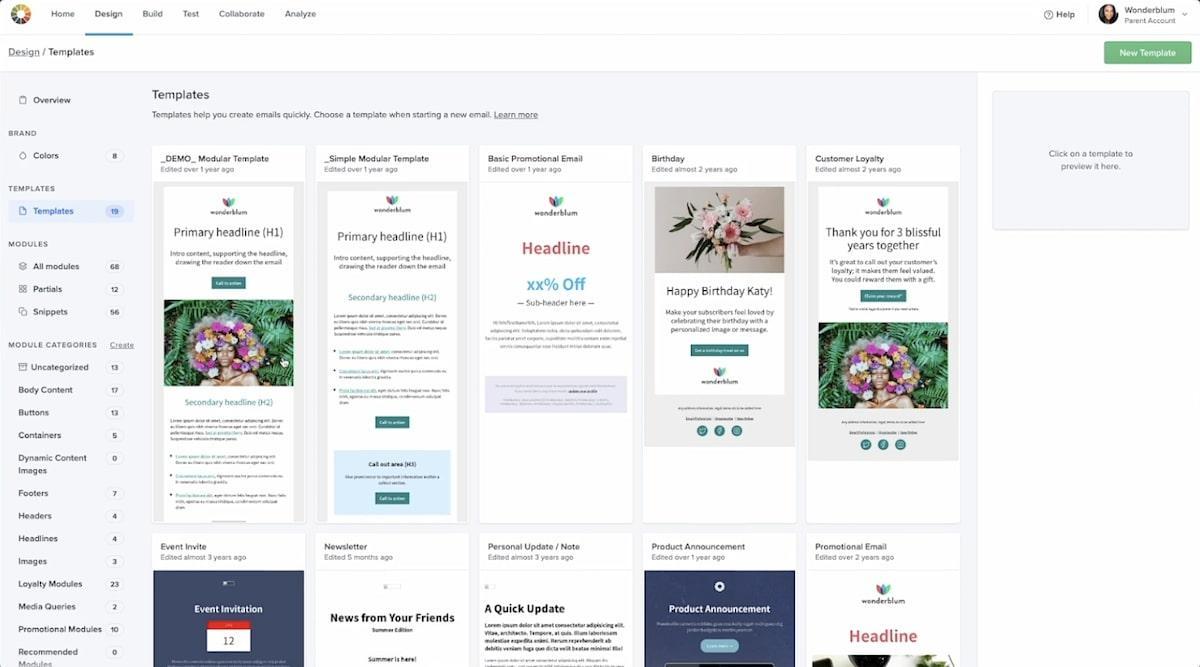 B2B marketing software: Litmus design templates feature