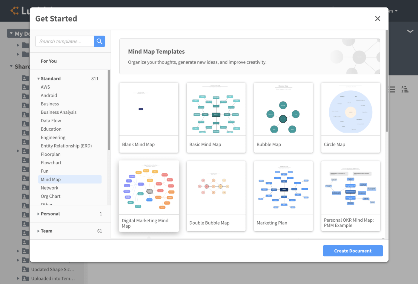 Modelli di mappe mentali Lucidchart