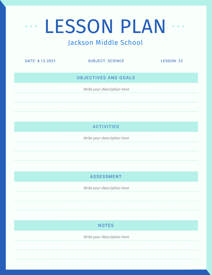 Plano de aula minimalista em PDF por Visme