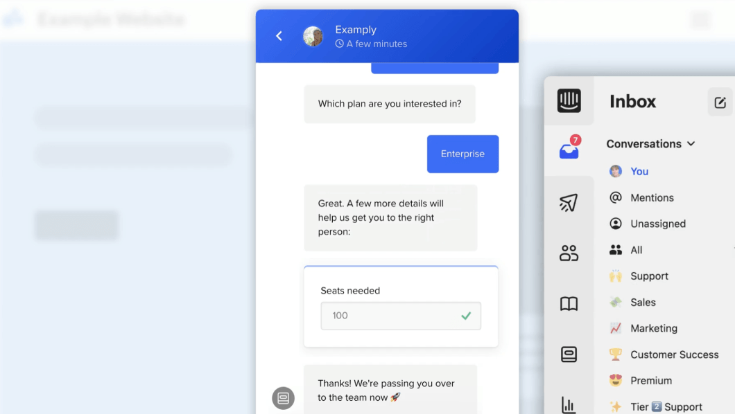 Painel de controle do Intercom