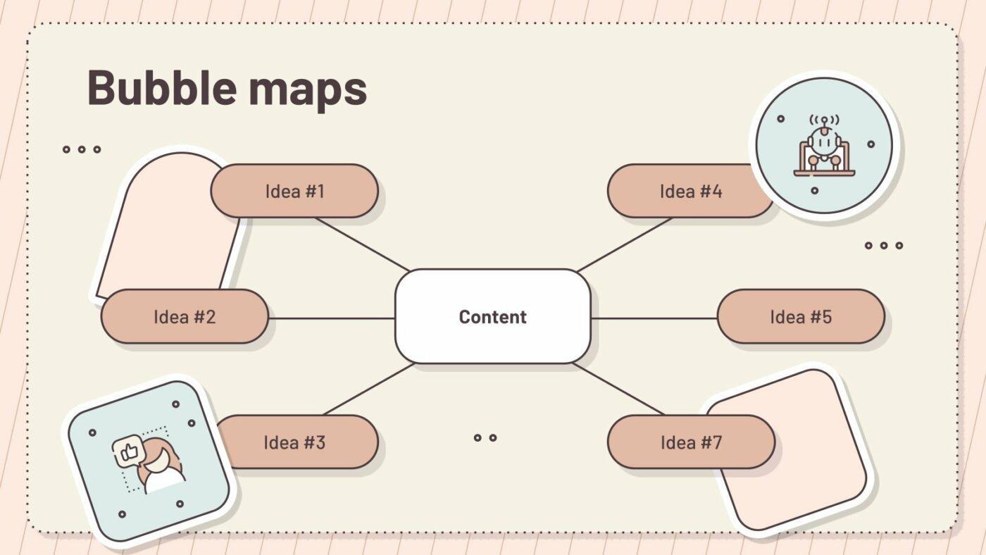 Slides Bubble Maps für Content Marketing Vorlage von Slidesgo