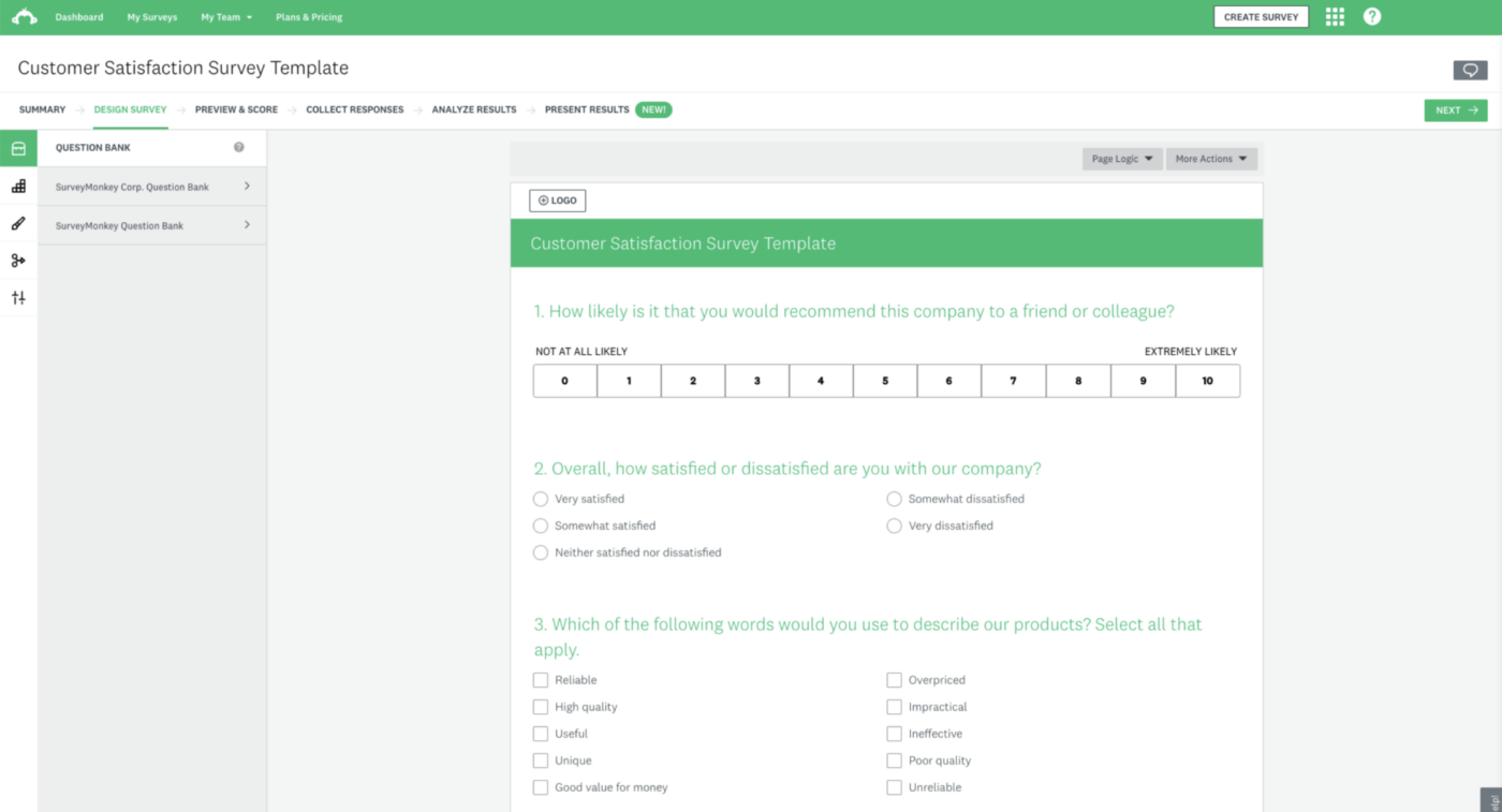 SurveyMonkey customer satisfaction tool