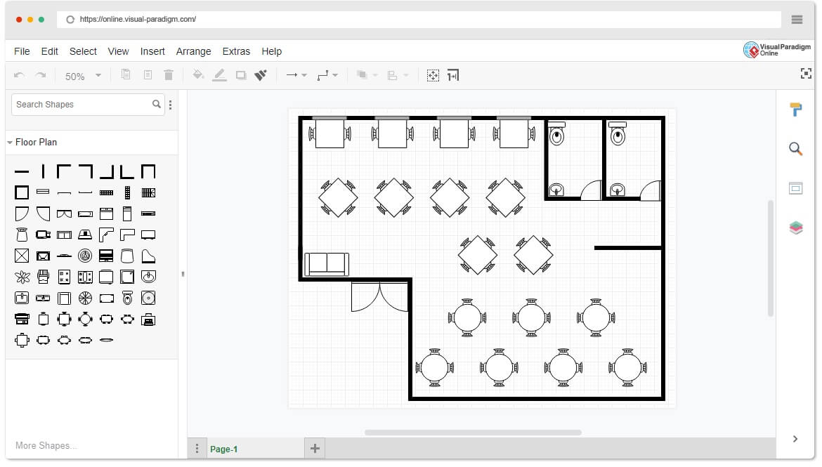 Modèle de plan de table pour Visual Paradigm Online