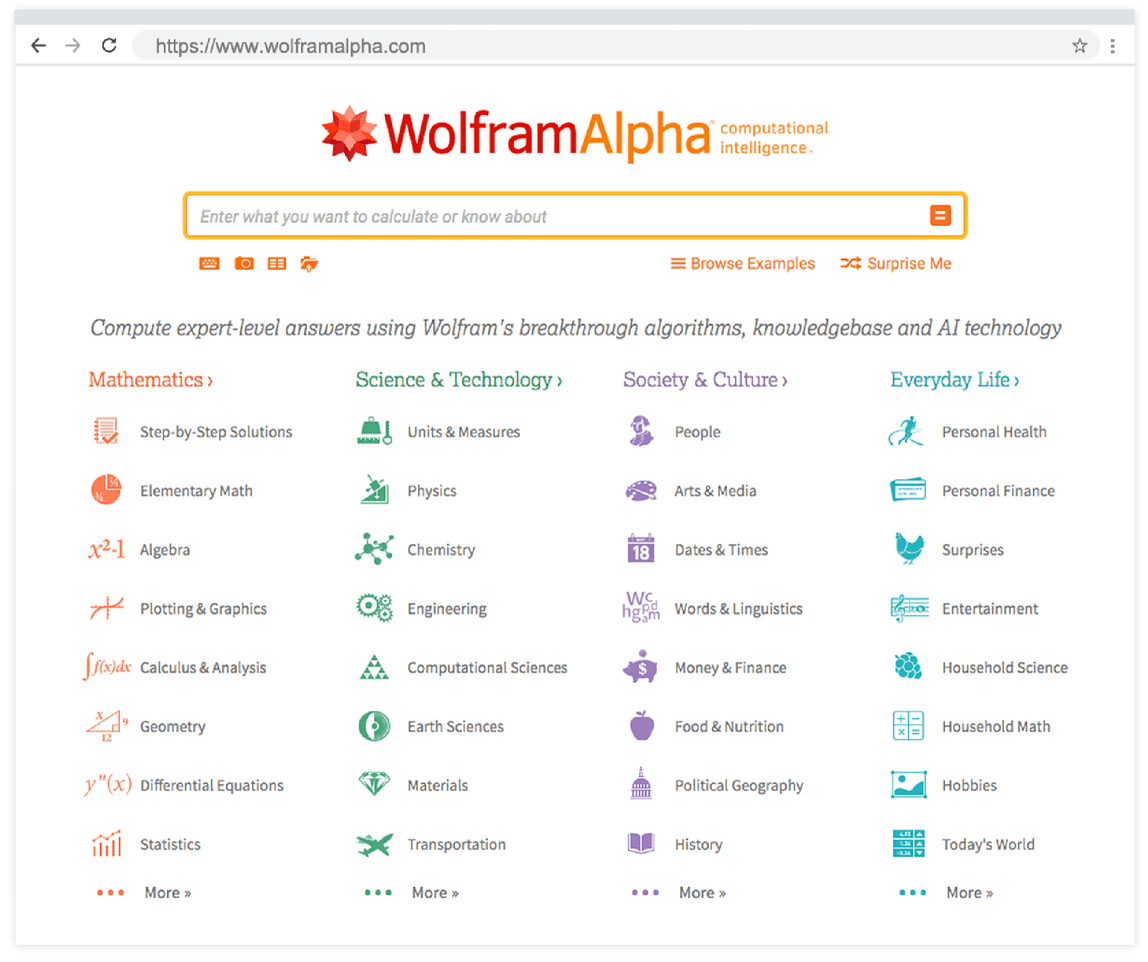 Wolfram Alpha Dashboard