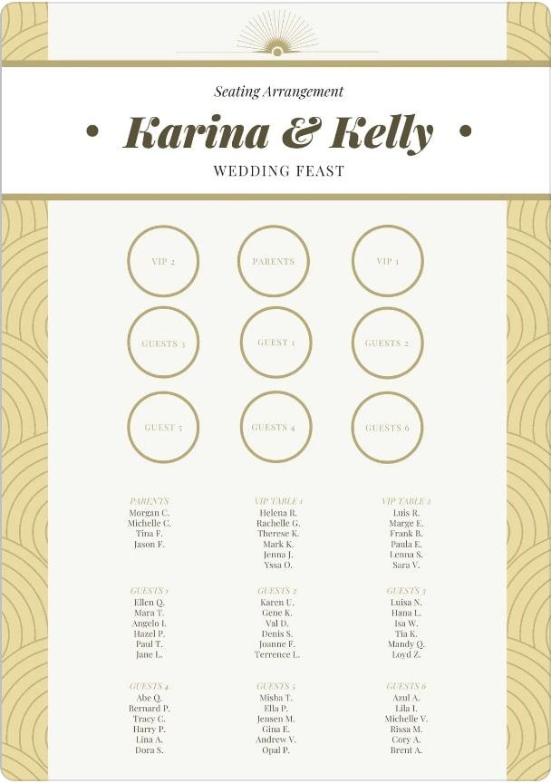 Canva Modèle de plan de table de mariage