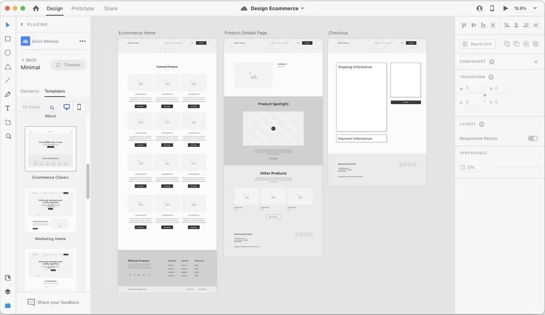 Herramientas Wireframe de Adobe XD