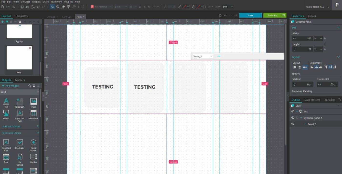 Ferramentas de wireframe do Justinmind