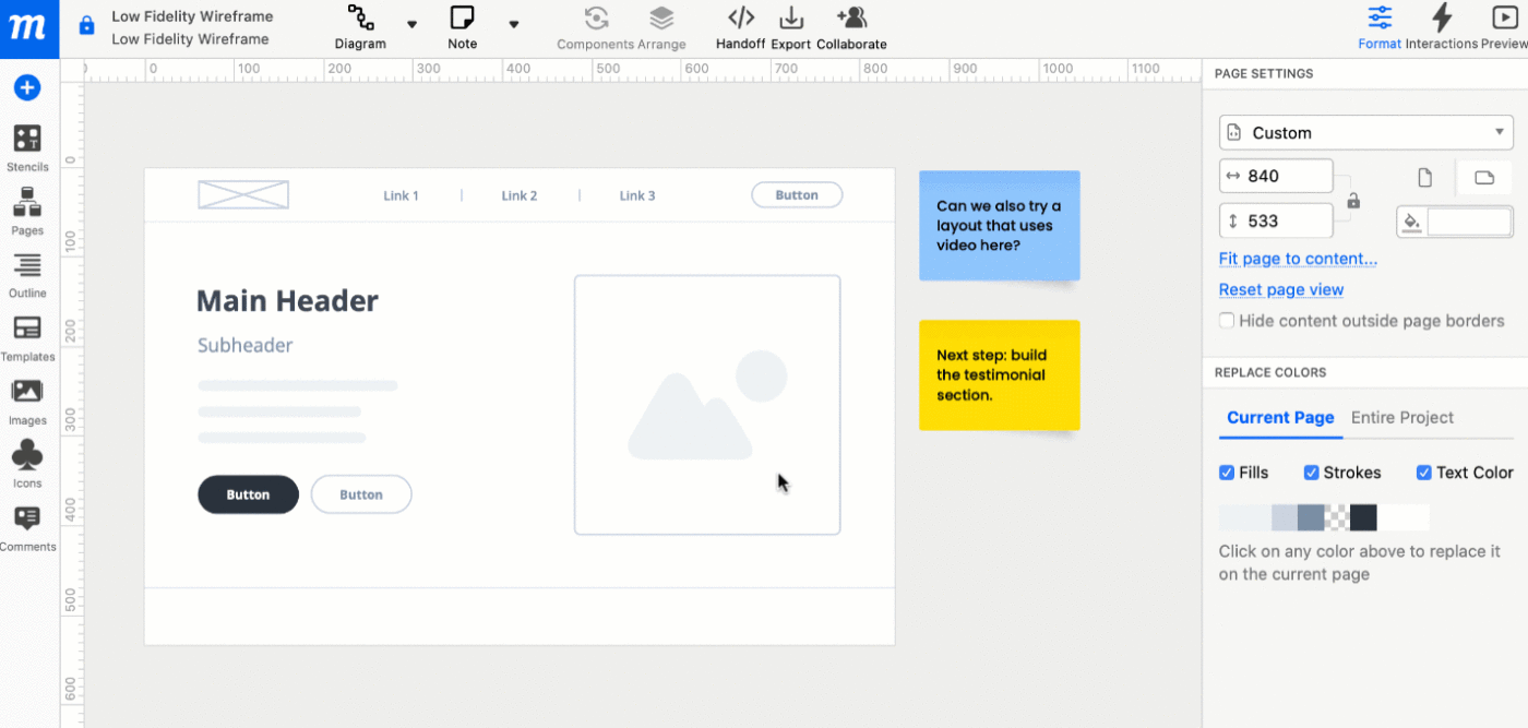 Wireframe tools from Moqups