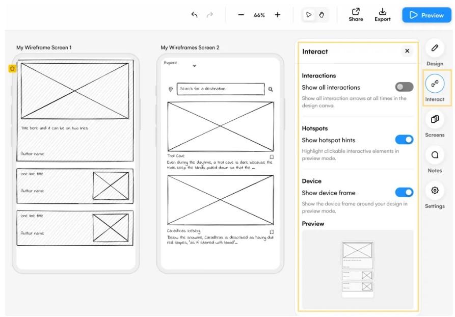 Ferramentas de wireframe do Uizard