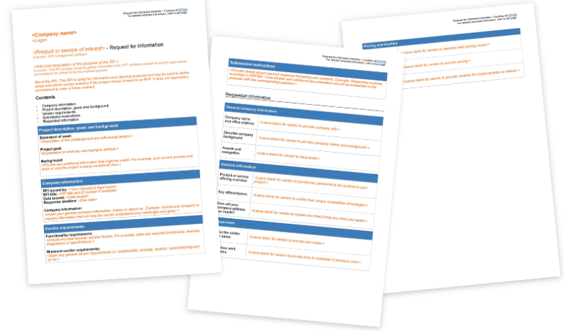 World Meilleur modèle de demande d'information complet par RFP360