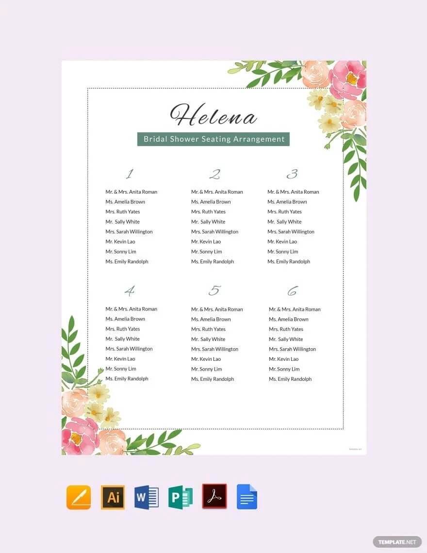 Bridal Shower Seating Chart Template by Template.net
