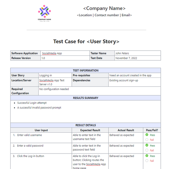 Modèle de cas de test ClickUp