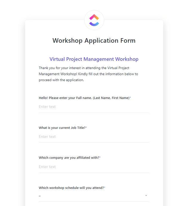 ClickUp Application Form Template