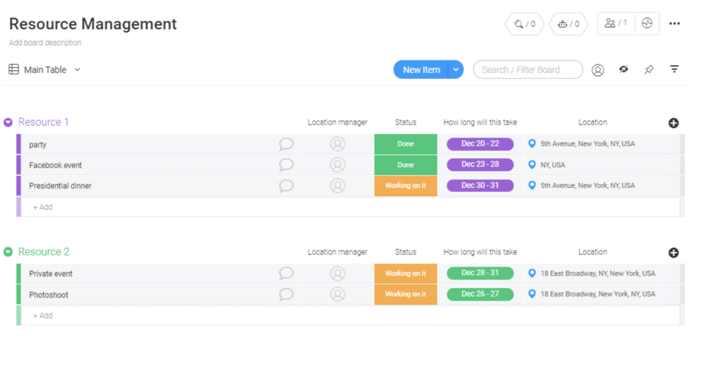 monday.com resource management example