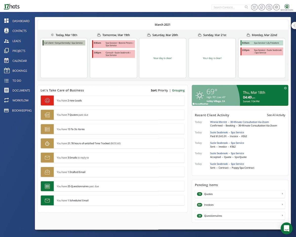 Alternativas ao Plutio: painel de controle da 17Hats