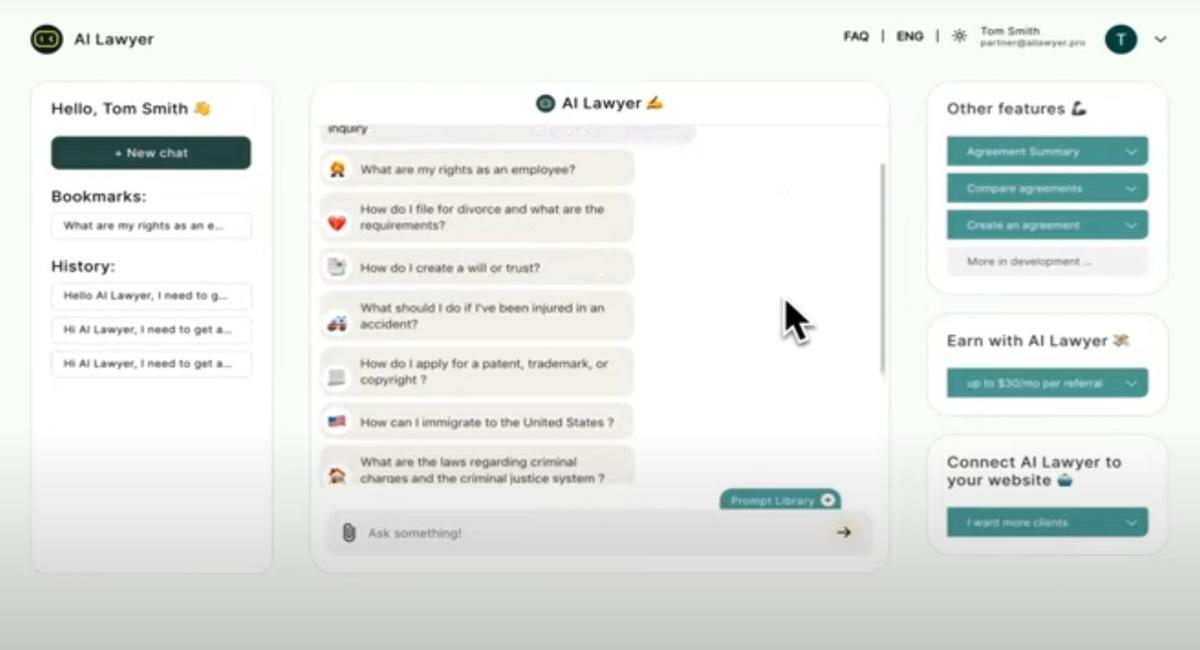 AI Lawyer's chat box