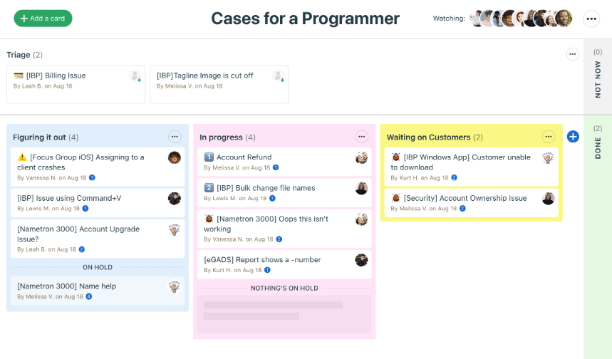 Basecamp Kanban-bord