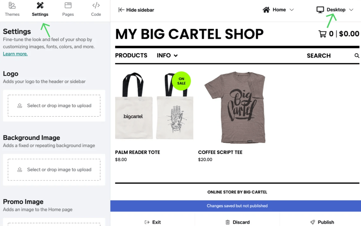 Big Cartel Dashboard