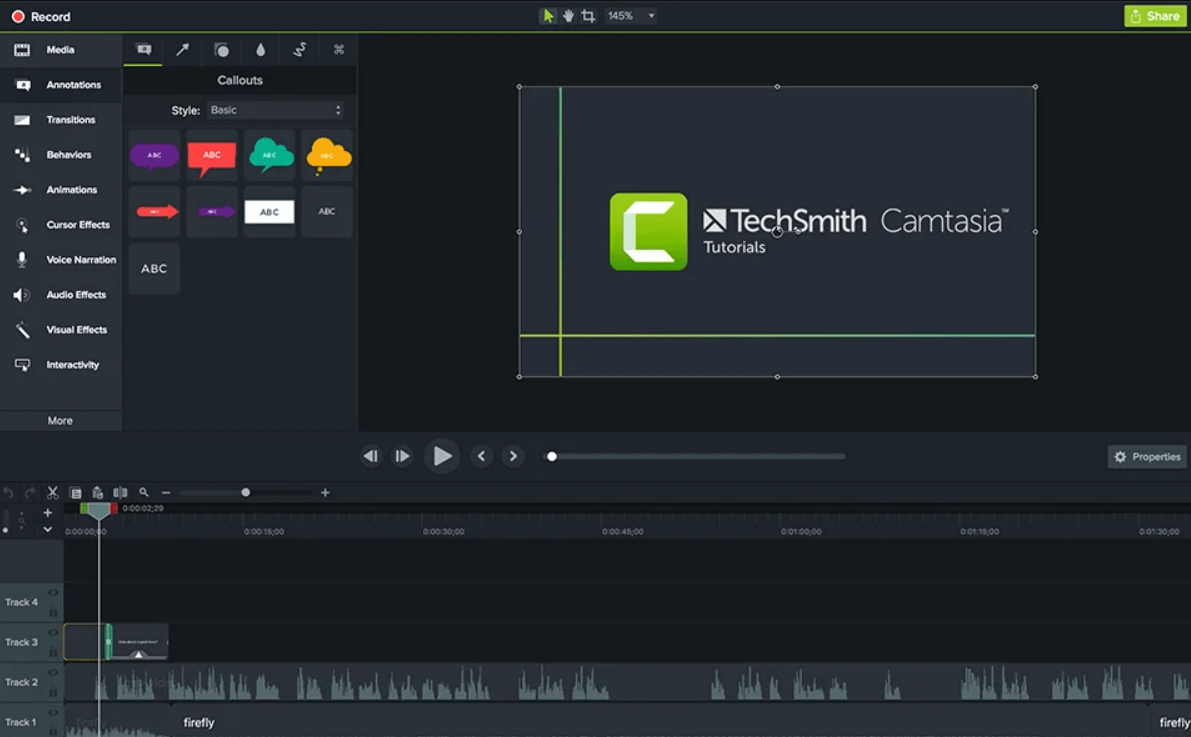 Camtasia, éditeur vidéo et outil d'enregistrement d'écran pour Windows