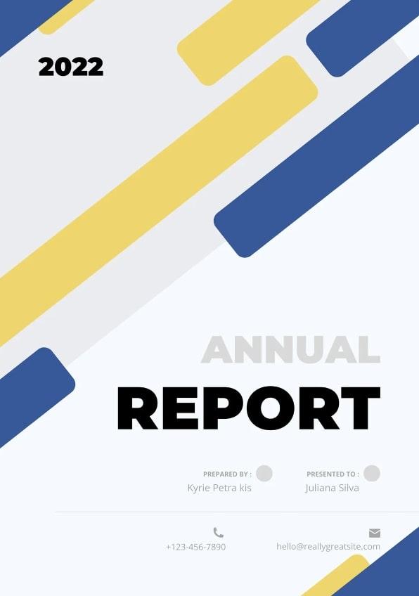 Example cover of an annual report in Canva