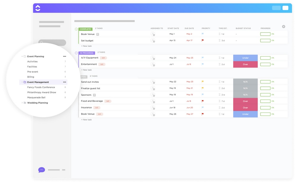 ClickUp Event Management Template
