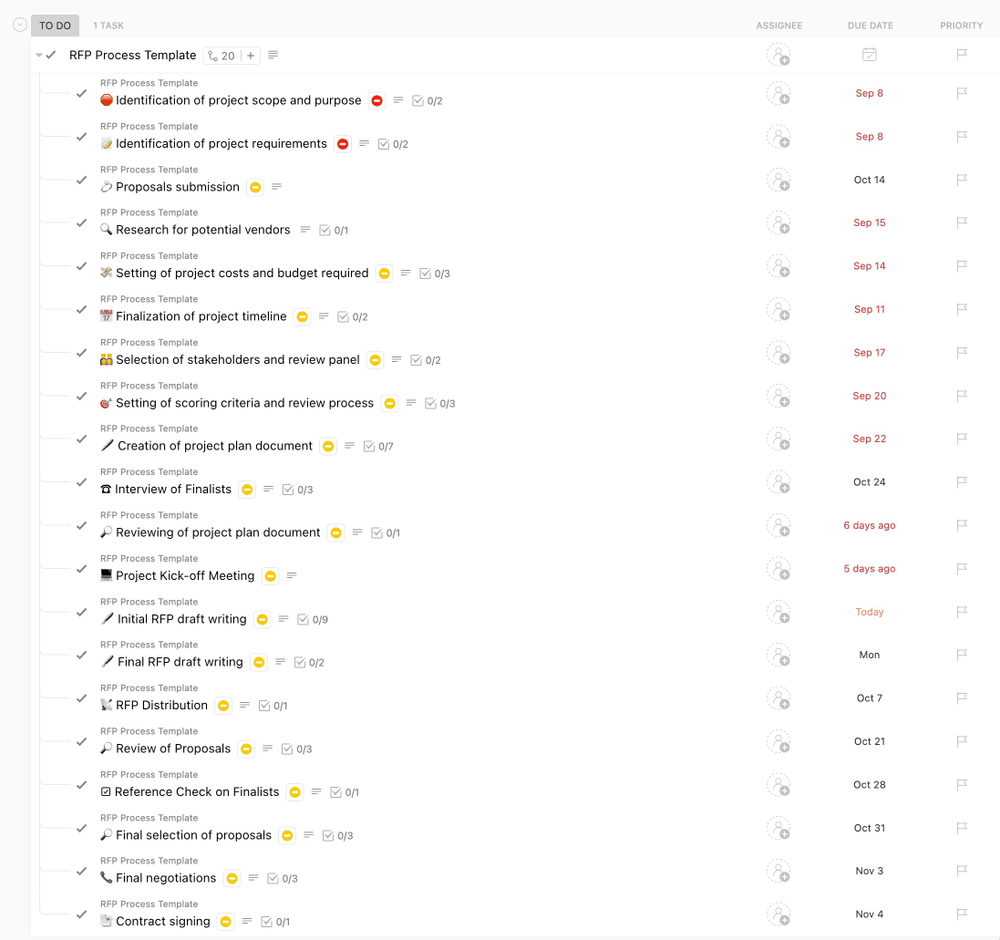 ClickUp's RFP Process Template