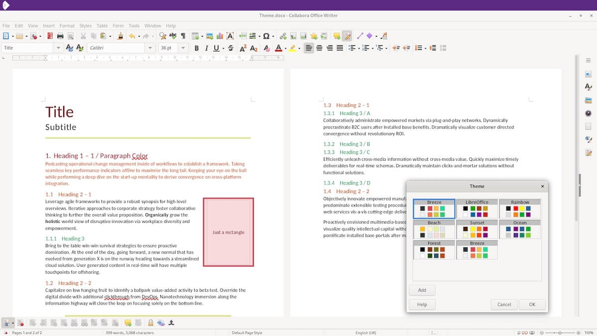 Esempio di un documento modificato in Collabora