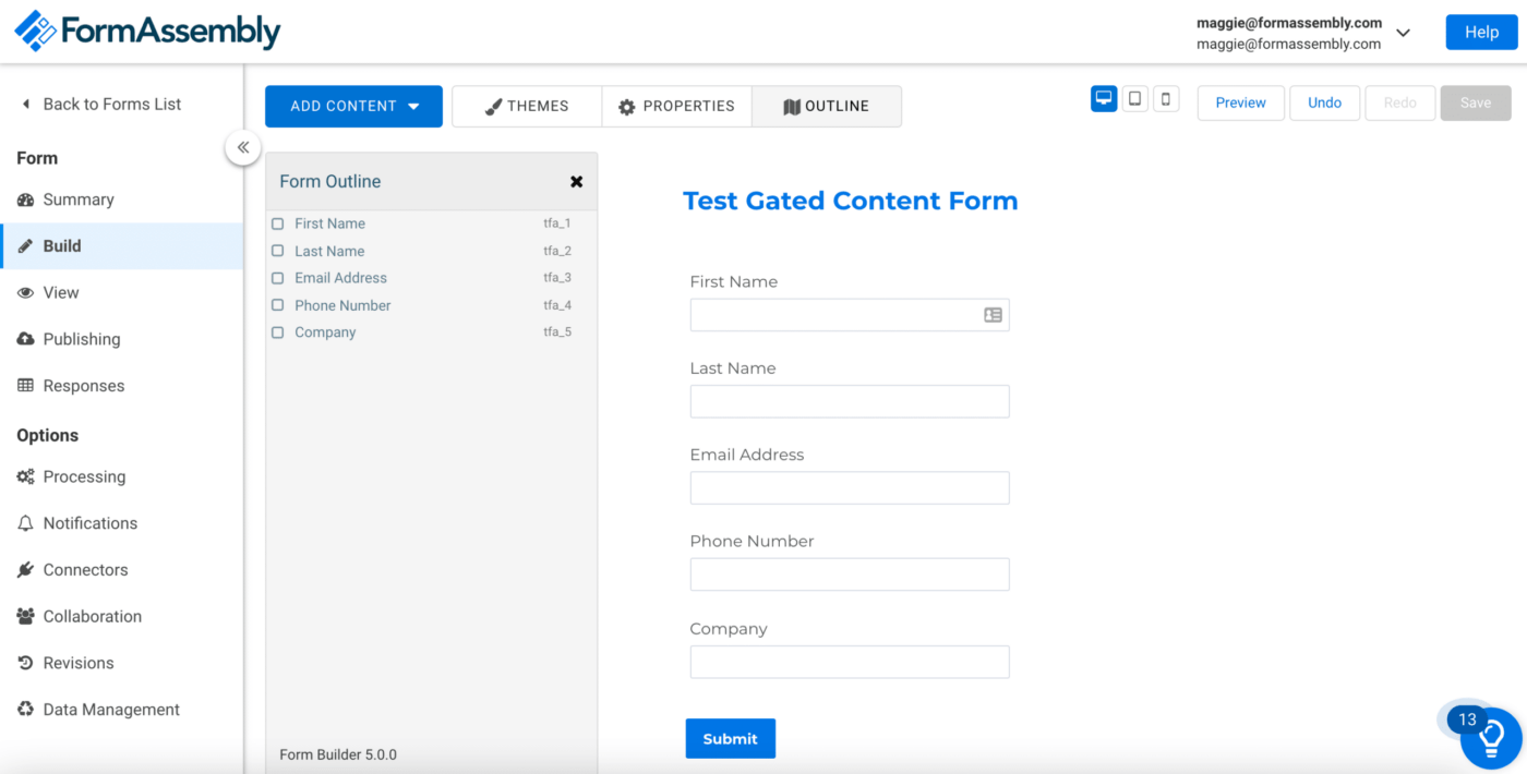 Membuat formulir konten berpagar dengan FormAssembly, sebuah alternatif Paperform