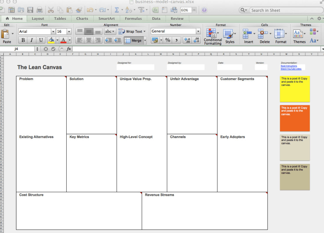 Excel Business Model Canvas en Lean Canvas Sjablonen door NeosChronos