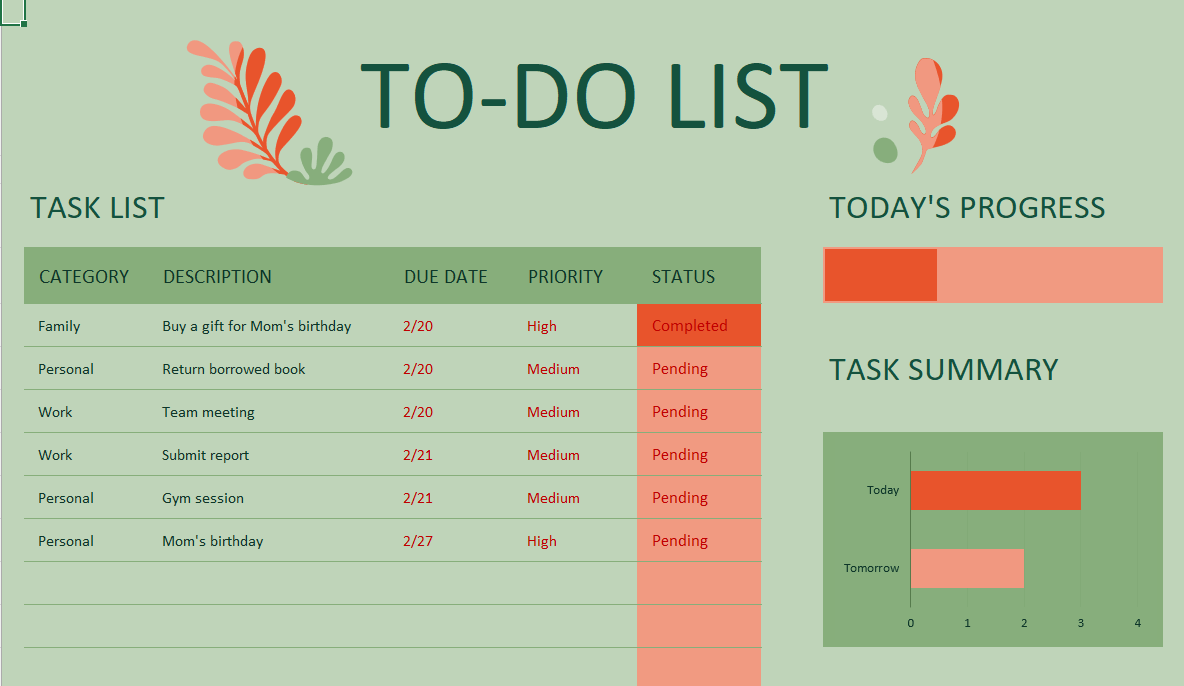Excel Daily Task Tracker Template