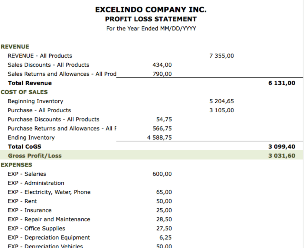 Modello di conto economico Excel da SpreadsheetPage