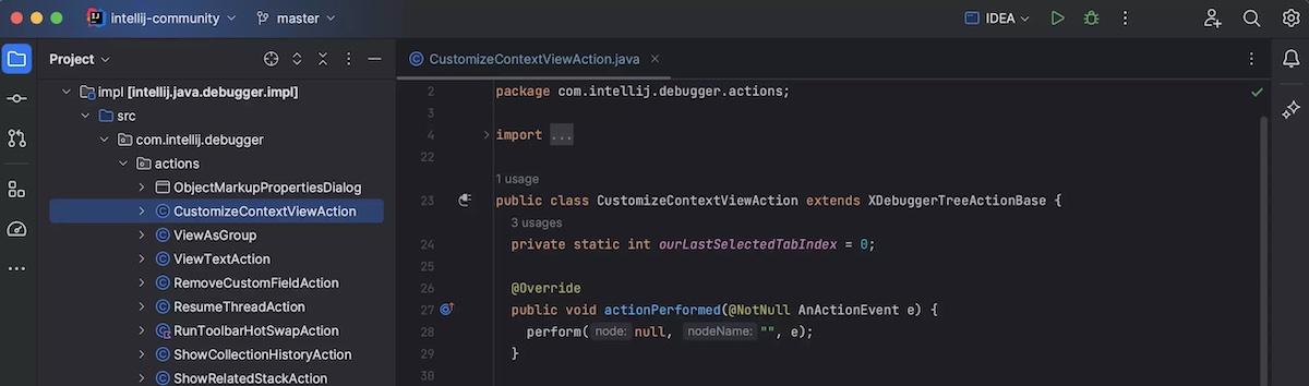 Beste code-editors: Weergave van de code-editor van IntelliJ IDEA