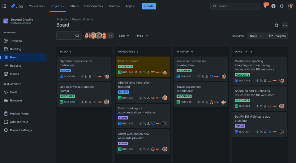 Jira's Kanban board