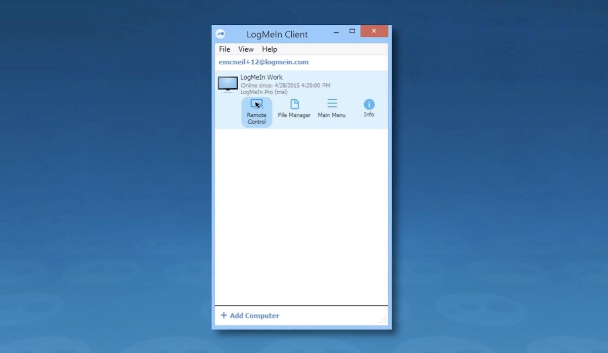 LogMeIn's remote access view