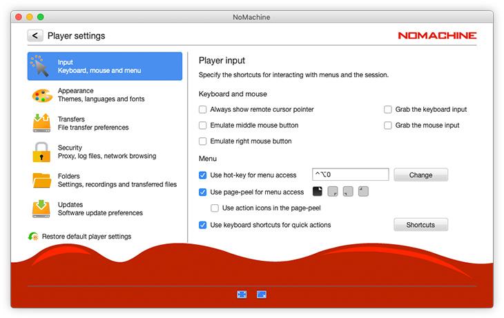 NoMachine's Player settings