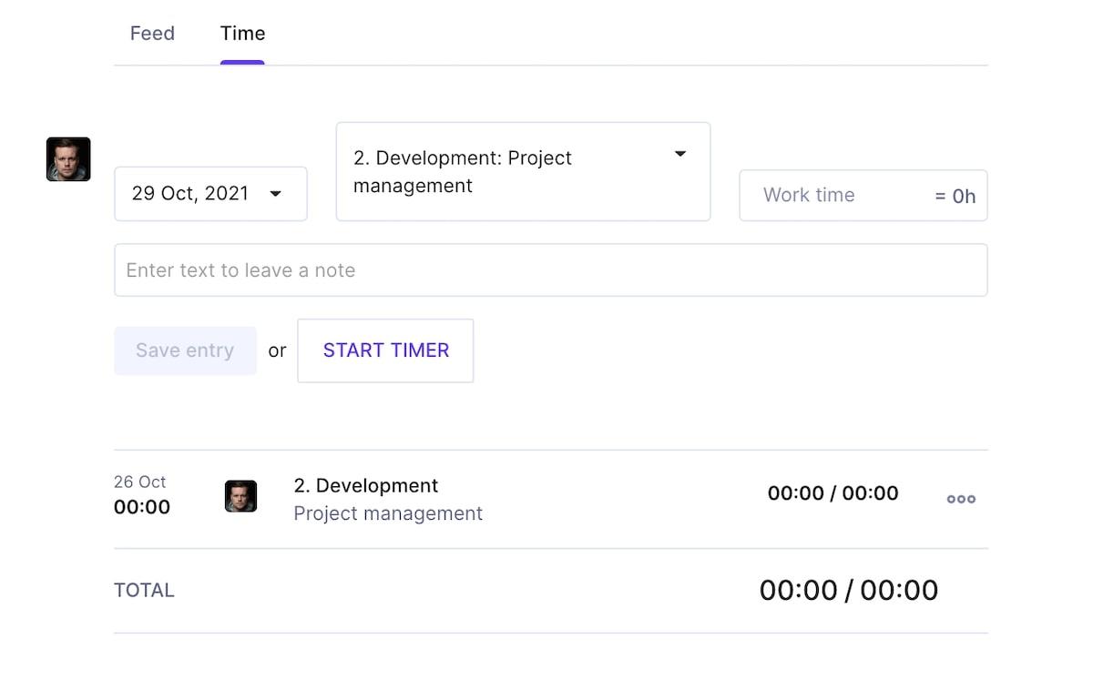 Screenshot of Productive's time-tracking tool