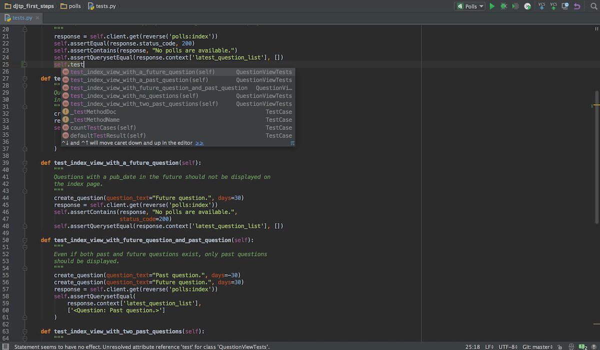 Editor kode terbaik: Tampilan editor kode PyCharm