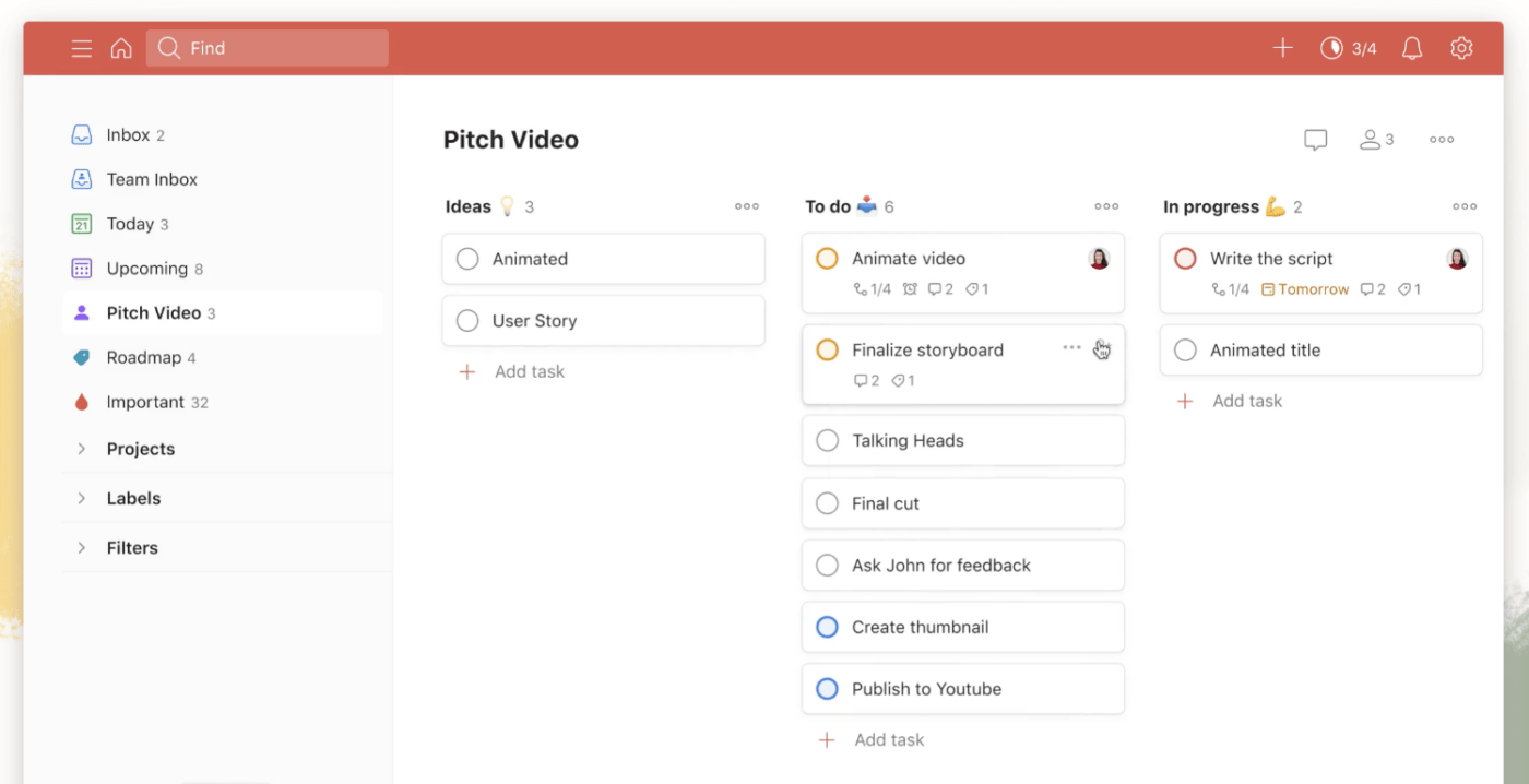 Todoist Kanban board