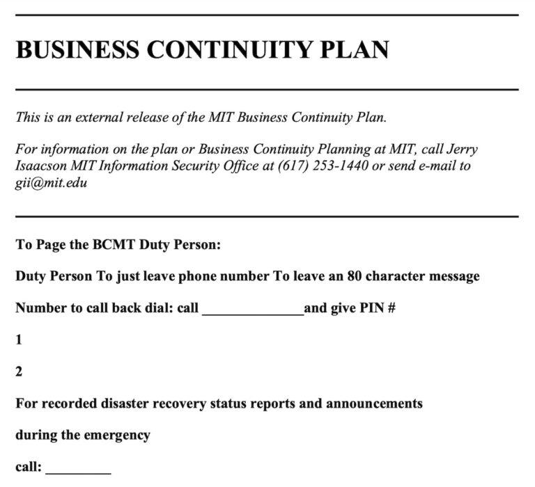 10 Free Continuity Plan Templates In Word And Clickup 8143