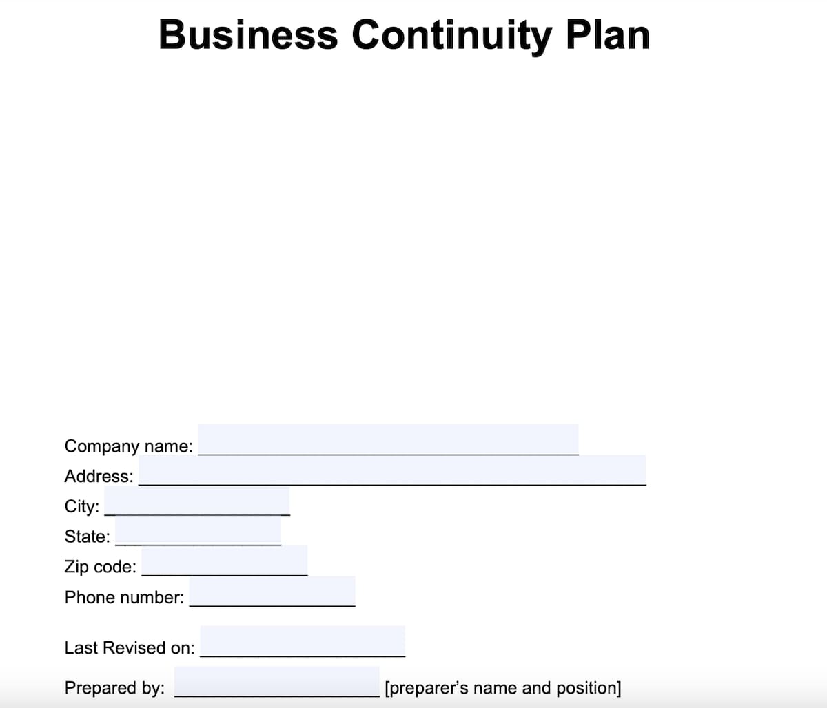 Word Business Continuity Plan Template by LegalTemplates