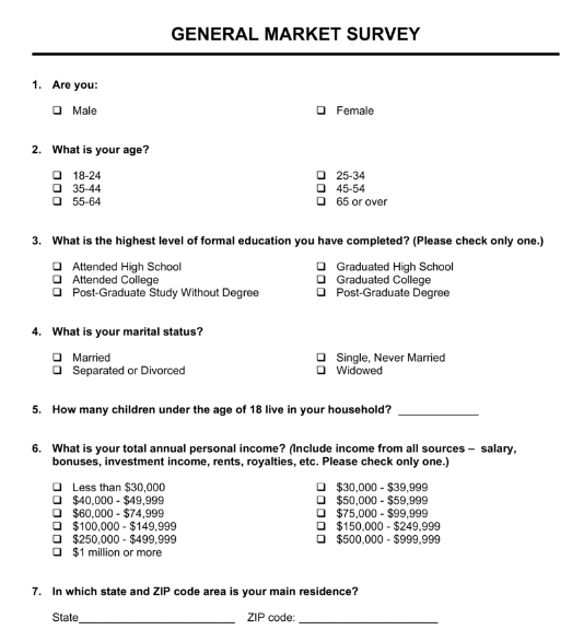 Word General Market Survey Template by BusinessInABox