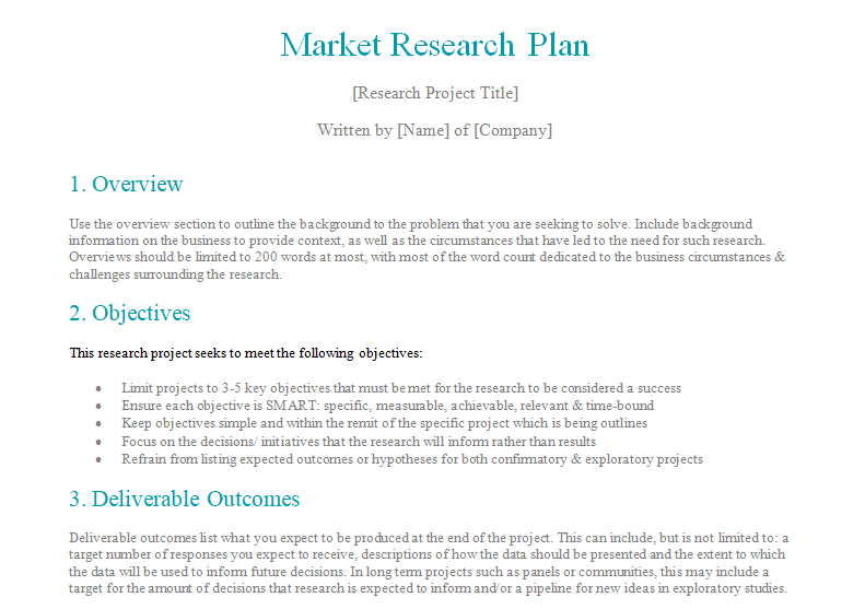 Modelo de plano de pesquisa de mercado em Word da FlexMR