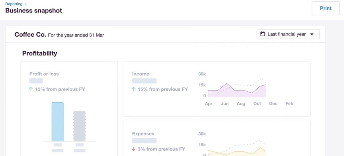 Office Automation Software: example of a report in Xero