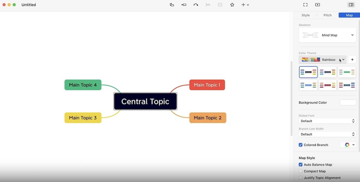 Coggle alternatives: example of a mind map created in Xmind